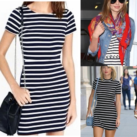 Express French Breton Striped Mini Scuba Dress - Picture 1 of 11